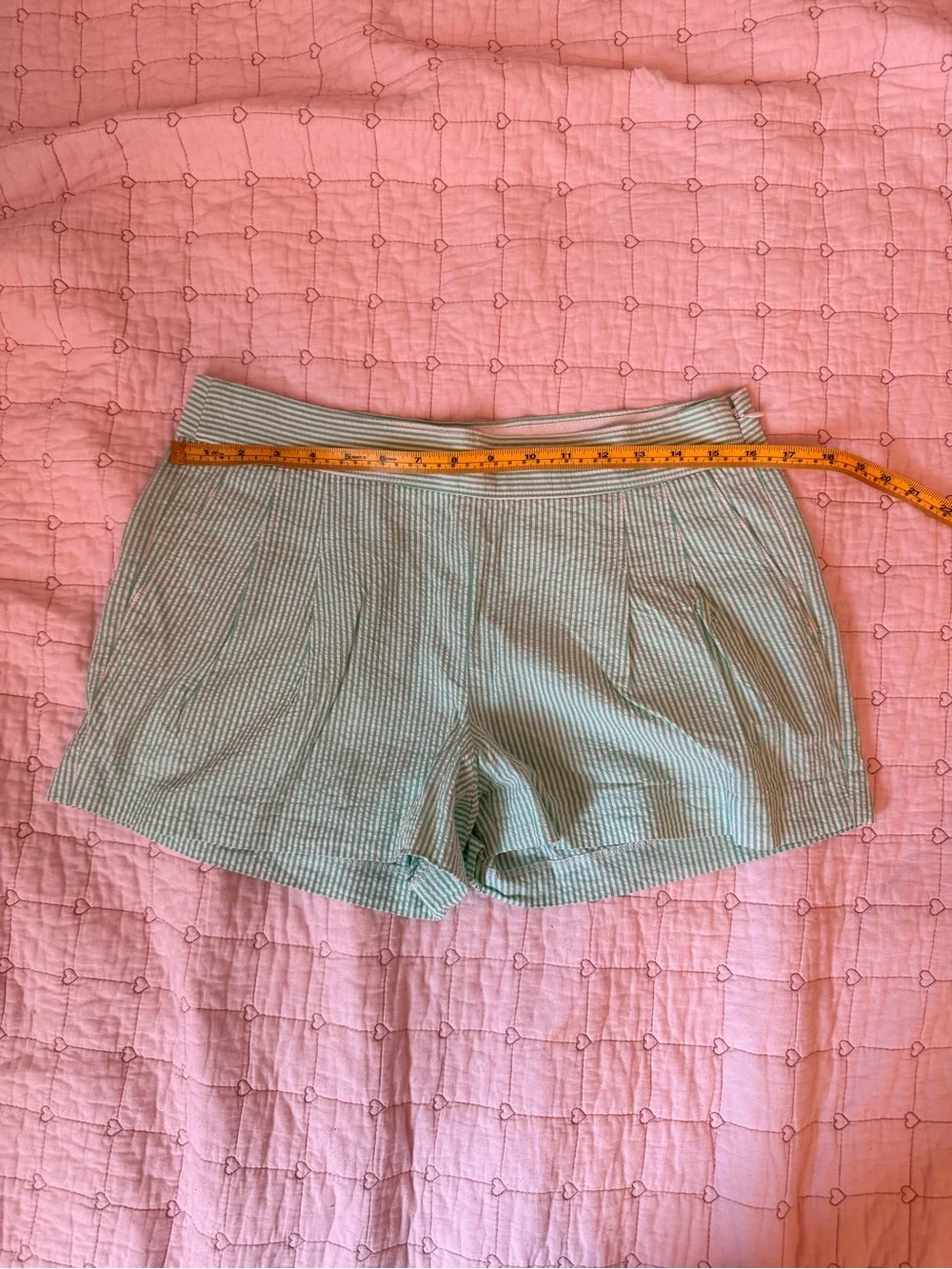 J. Crew Mint Green Seersucker High-Rise Shorts